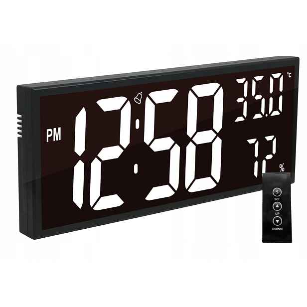 Hodiny Jvd DH309.1 Černé S Dálkovým Ovládáním, Alarm, Datumovka, Teploměr, Vlhkoměr