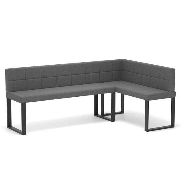 Idohome ROHOVÁ LAVICE SANA U pravá tkanina prošívaná, 142/196 cm, tmavě šedá