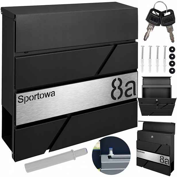 Moderní Poštovní Schránka Černý Laminát Gravírování Tiché Zavírání Personalizace