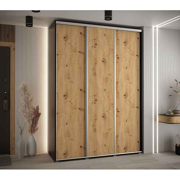 Šatní skříň Cannes 1 - hloubka 60 cm Barva korpusu: Černá, Rozměry: 100 cm, Dveře: Černá