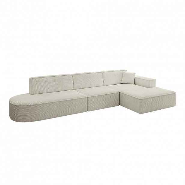 ALTDECOR ROHOVÁ SEDACÍ SOUPRAVA s otomanem vpravo IREA-L2-v4 – 327 x 165 x 77 cm, krémová