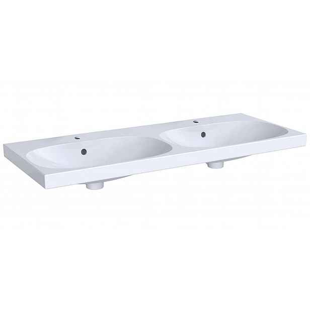 Geberit Acanto - Dvojumyvadlo 120x48 cm, 2 otvory pro baterie, s přepadem, s KeraTect, bílá 500.627.01.8