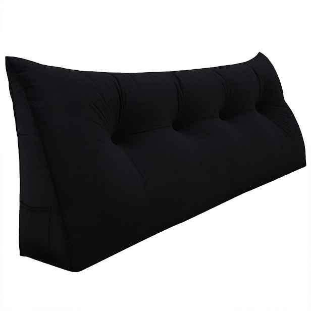Vercart ZÁDOVÝ POLŠTÁŘ na postel samet Černý 120 cm