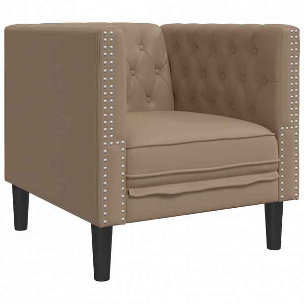 vidaXL Křeslo Chesterfield cappuccino umělá kůže
