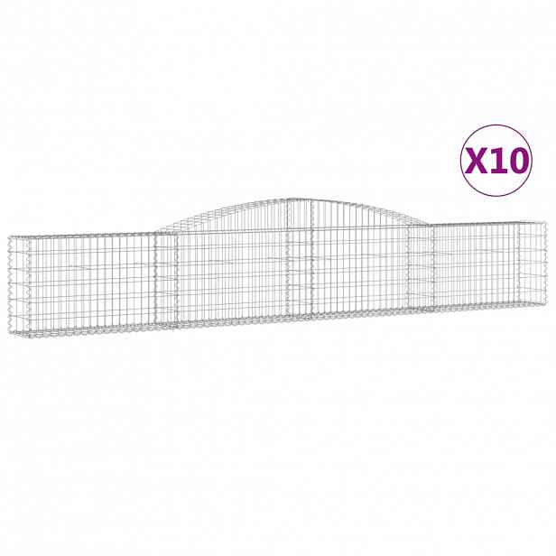 vidaXL Klenuté gabionové koše 10 ks 400x30x60/80 cm pozinkované železo