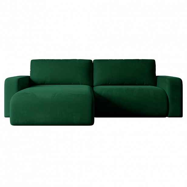 ALTDECOR ROHOVÁ SEDACÍ SOUPRAVA s funkcí lůžka a úložným prostorem KLEEA-L – 247 x 143 x 83 cm, zelený velur