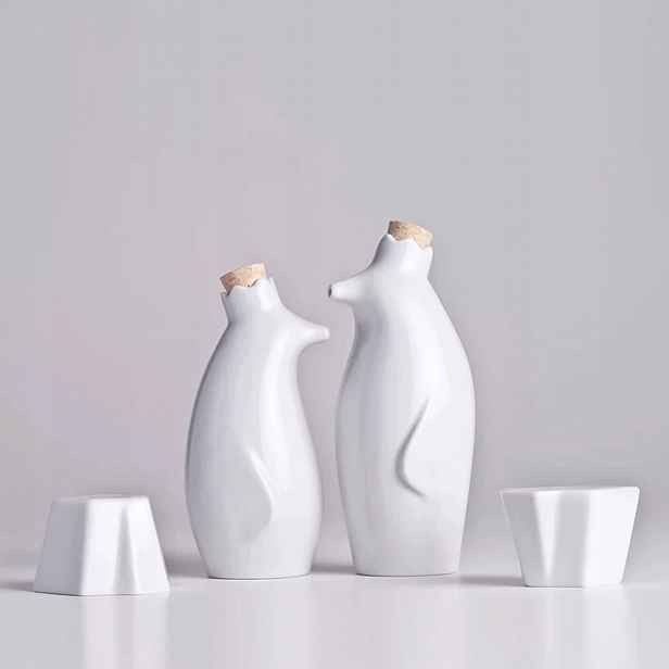 Penguin King Sada olivový olej /ocet sůl pepř bílý porcelánový Holaria