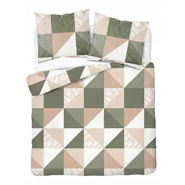 Povlečení 220x200 růžová šedá s geometrickým vzorem Home Satin