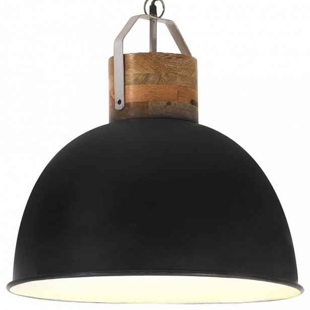 Závěsná lampa 51 cm kov / mangovníkové dřevo Dekorhome Černá
