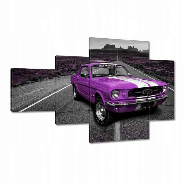 Obrazy 130x80 Fialový Ford Mustang na silnici