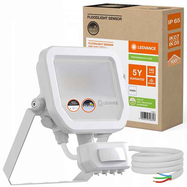 Led Reflektor Světlomet 10W 1200lm 4000K IP65 s Čidlem Pohybu a Soumraku
