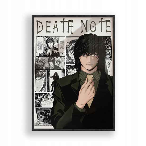 Obraz Death Note L Lawliet Anime Plakát Rámeček Dřevěný Černý 30x42 cm