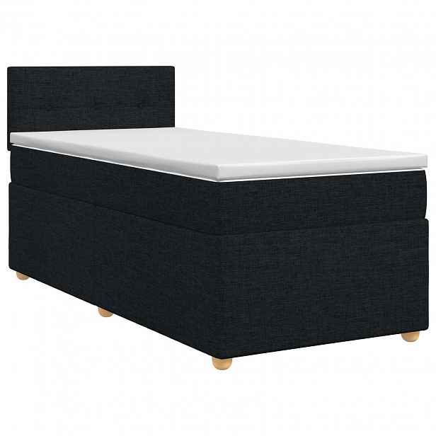 vidaXL Postel boxspring s matrací s čelo Černá 100 x 200 cm Textil