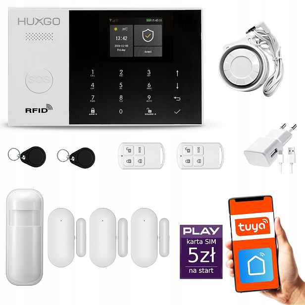 Bezdrátový alarm Gsm 4G WiFi s aplikací Tuya, sada Huxgo HXA005 D3PS