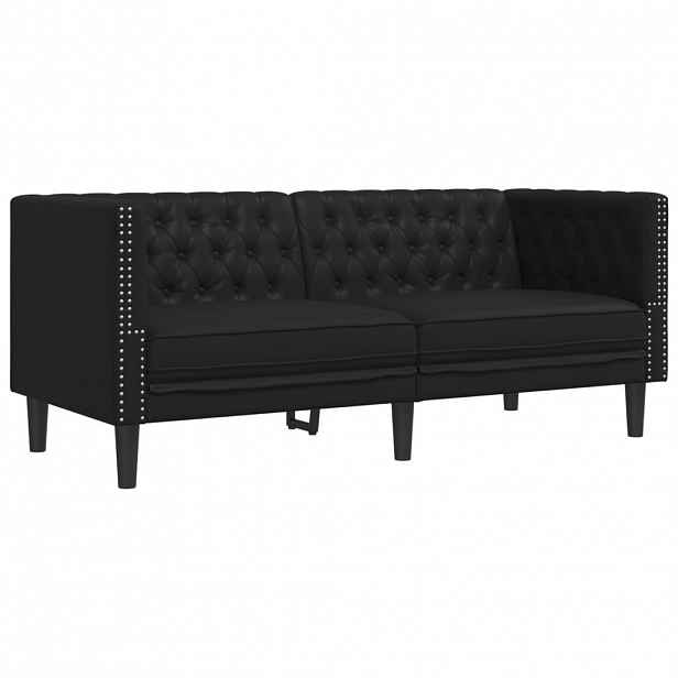 vidaXL Pohovka Chesterfield 2místná černá umělá kůže