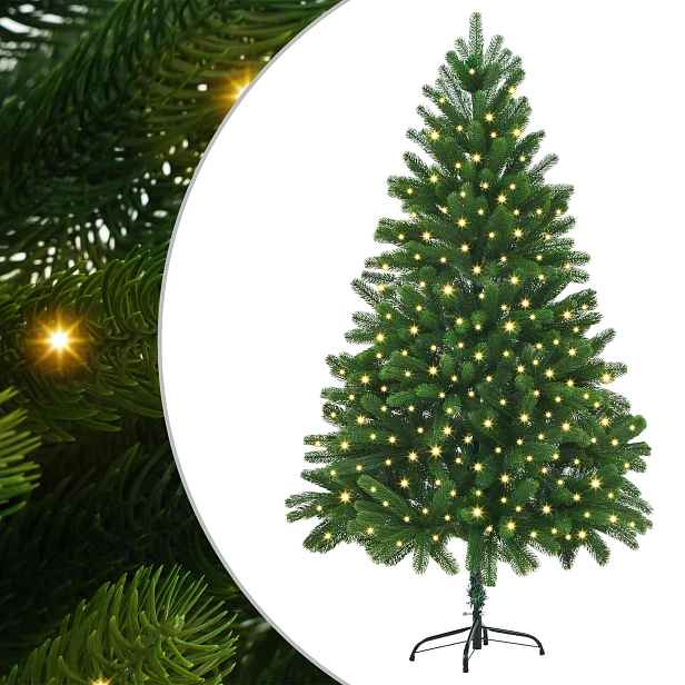 vidaXL Vánoční stromeček s 300 LED diodami s stojanem Zelená 180 cm PE