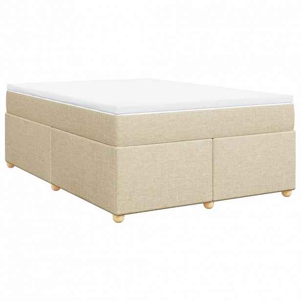 vidaXL Box spring postel s matrací krémová 140x190 cm textil