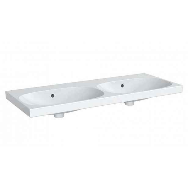 Geberit Acanto - Dvojumyvadlo 120x48 cm, bez otvoru pro baterii, s přepadem, s KeraTect, bílá 500.628.01.8