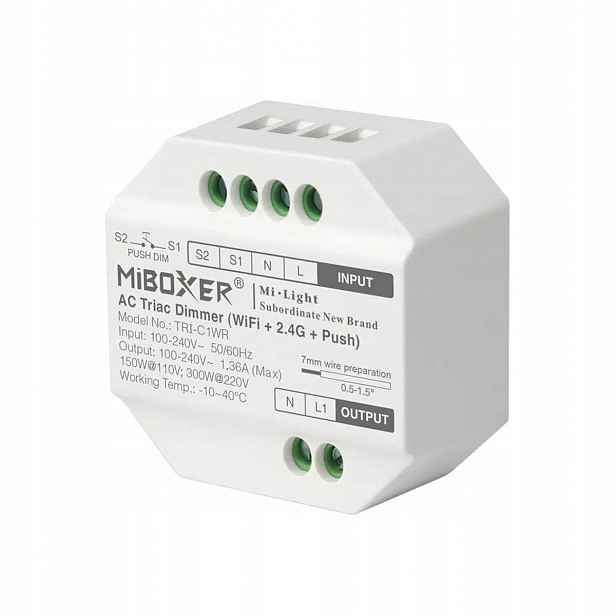 Miboxer Ac Triac TRI-C1WR Relé S Wifi Stmívačem Tuya