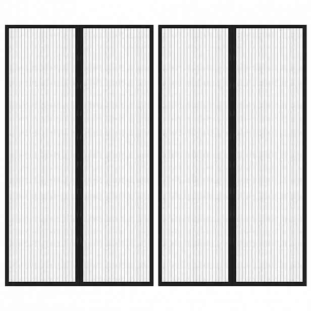 vidaXL Závěsy do dveří proti hmyzu 2 ks s magnety černé 200 x 80 cm