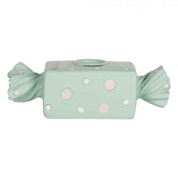 Zelený svícen na úzkou svíčku Bonbón Candy - 14*6*4 cm Clayre & Eef