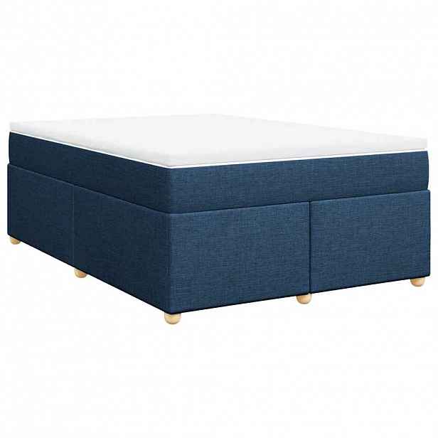 vidaXL Box spring postel s matrací modrá 140x190 cm textil