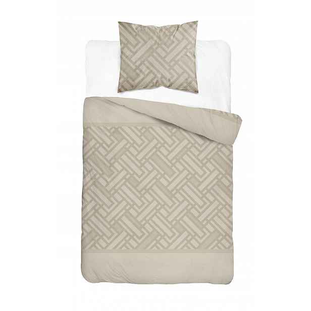 Povlečení 140x200 béžové s geometrickým vzorem Home Satin