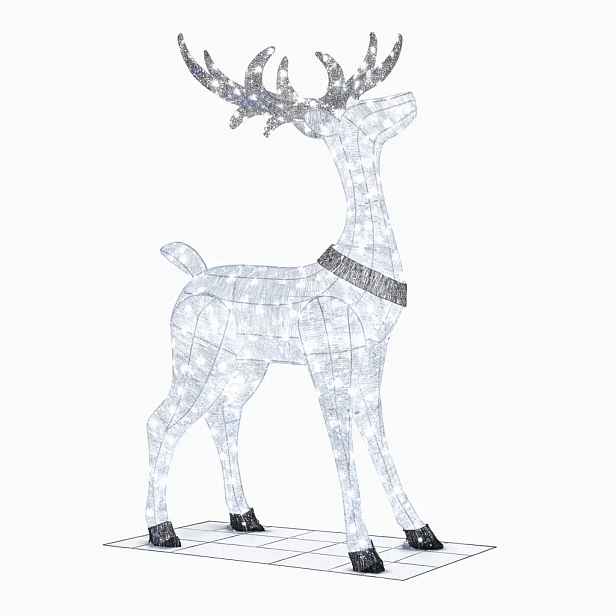 3D LED svítící jelen, 150 cm, ledově bílý s Flash, 161 diod, venkovní, IP44