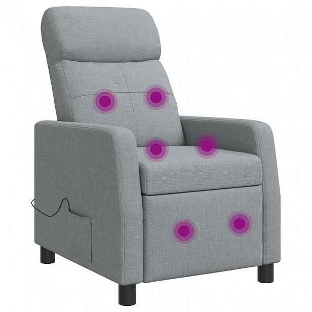 vidaXL Masážní polohovací křeslo Světle šedá Textil
