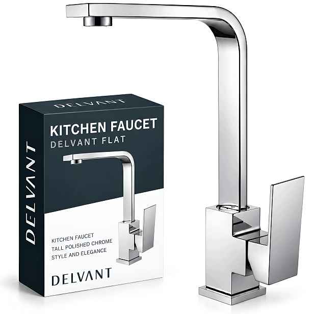 Kuchyňská Stojánková Baterie Vysoká Na Desku S Otočným Kohoutkem Delvant, Flat Chrom