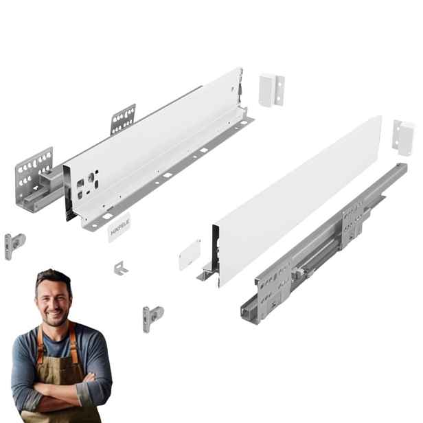 Šuplík Hafele Matrix Slim 450 mm H-84 35 kg 514.11.824 Tenkostěnná bílá