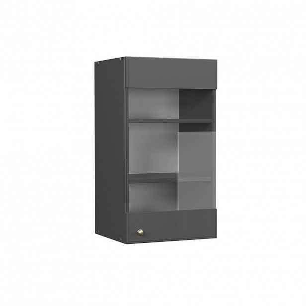 Vicco SKLENĚNÁ KUCHYŇSKÁ SKŘÍŇKA Fame-Line Anthrazit-Gold Landhaus 40 cm
