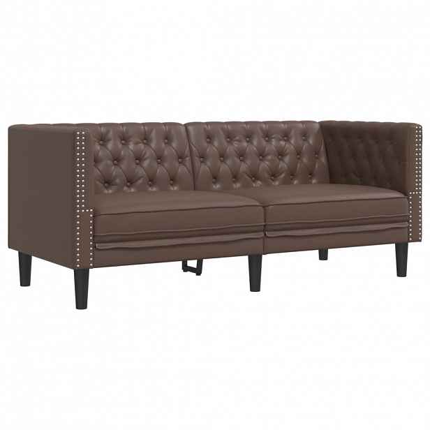 vidaXL Pohovka Chesterfield 2místná hnědá umělá kůže