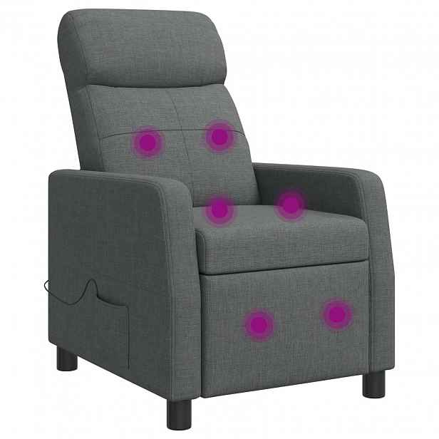 vidaXL Masážní polohovací křeslo Tmavě šedá Textil