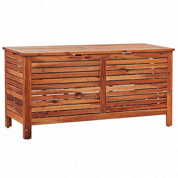 Beliani ÚLOŽNÝ BOX NA POLSTROVÁNÍ Akáciové dřevo tmavě hnědý 130/48 cm Riviera