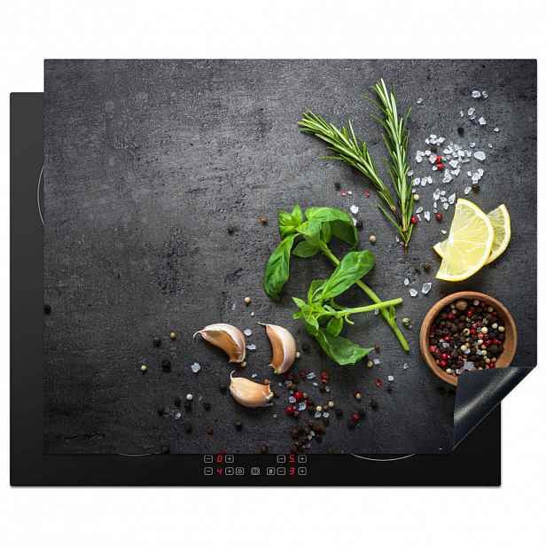 MuchoWow KRYT NA INDUKČNÍ DESKU Limetka - Bylinky - Koření - Zelená - Šedá - Beton 65x52 cm