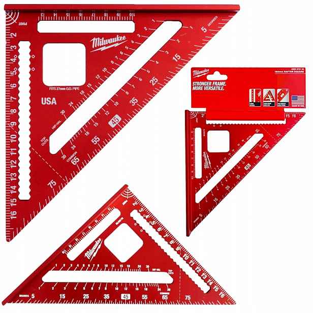 Tesařský úhelník Milwaukee Stolářský s patkou 180 mm Ocelový hliníkový