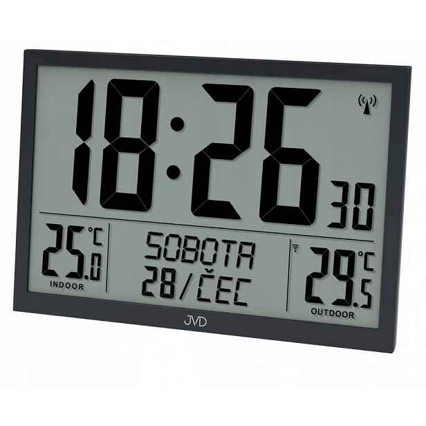 Velký LCD Budík S Teploměrem Jvd RB9412.1 Dní V Týdnu V Polštině