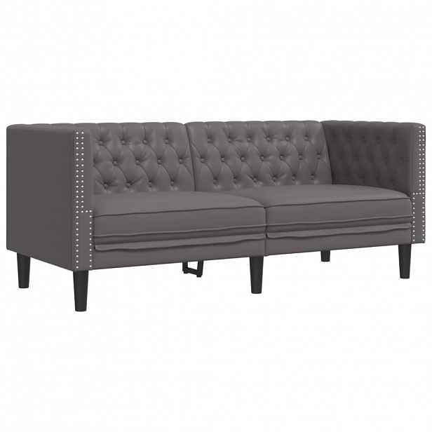 vidaXL Pohovka Chesterfield 2místná šedá umělá kůže