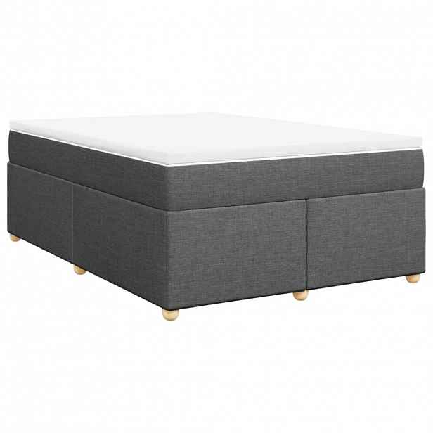 vidaXL Box spring postel s matrací tmavě šedá 140x200 cm textil