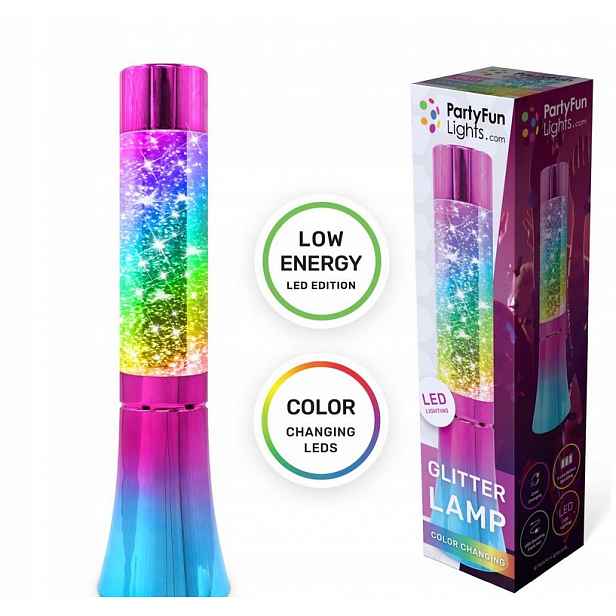 Dekorativní Led lampa se třpytkami Láva Lampa Glitter 32 cm brokátová Usb bat
