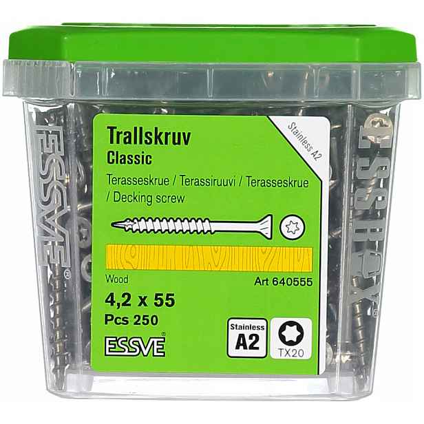 Essve Classic Terasový šroub na dřevo Nerezová ocel A2 4,2x55 mm 250 Ks