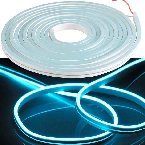 Led pásek Neon 24V 5m voděodolný modrý na zeď flexibilní Polux