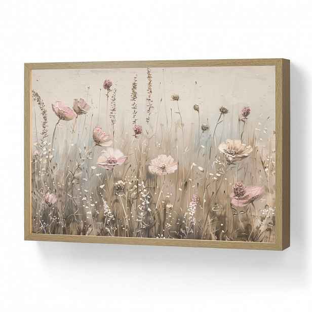 OnlyWow NÁSTĚNNÁ LAMPA S AKUMULÁTOREM Květiny - růžová - moderní - béžová 60x40 cm