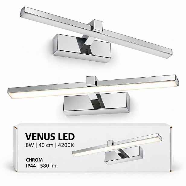 Osvětlení obrazu Venus Led 8W 40 cm chrom nástěnná lampa 4200K IP44 580lm