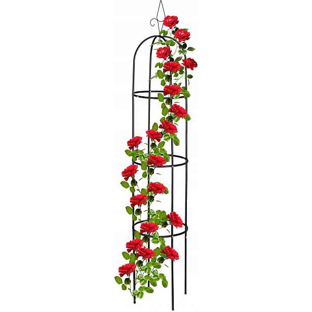 Pergola Obelisk Kovová 200 CM Podpěra Na Růže, Černá