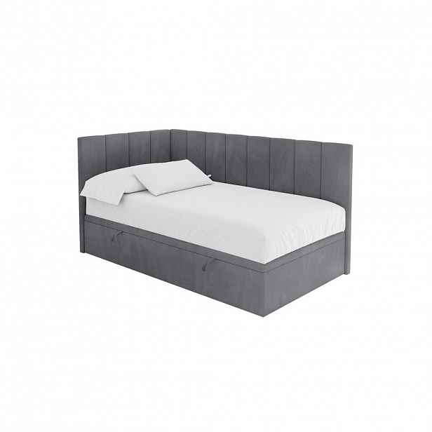 ALTDECOR JEDNOLŮŽKOVÁ POSTEL pro mládež s úložným prostorem vpravo, bez matrace - LOVY 100x200 tmavě šedá