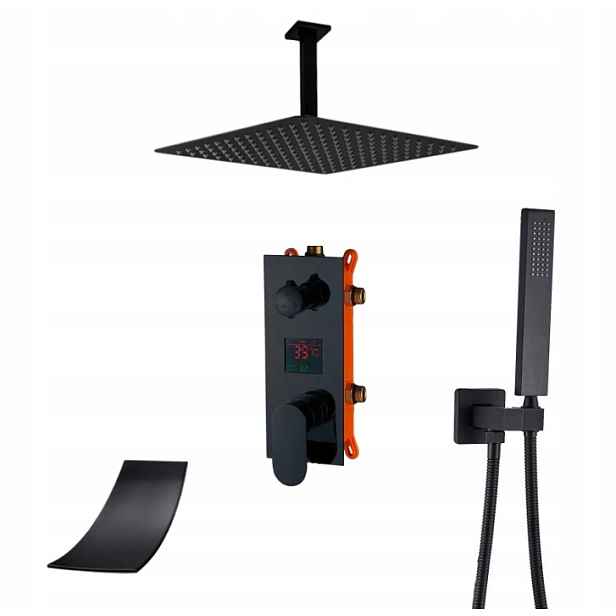 Podomítkový Set Vodopádový Displej Černý Mat 40 CM