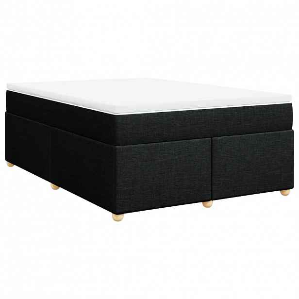vidaXL Box spring postel s matrací černá 140x200 cm textil