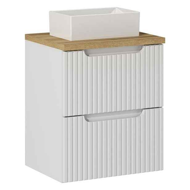 Comad Závěsná skříňka Nova White Gaja I s deskou a umyvadlem 50 cm bílá/dub evoke